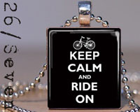 Keep Calm and Ride On Scrabble Tile Pendant with Necklace in Black