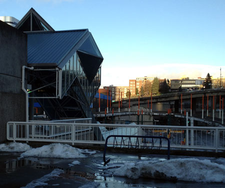 Bike rack at Convention Place Station