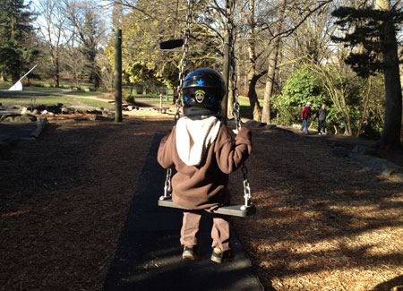 Helmet on the zip line