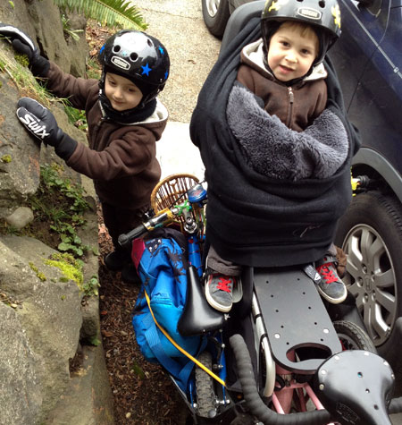 Bungeed bag and balance bike