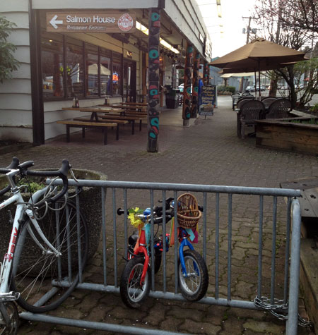 Balance bikes at Ivar's Salmon House