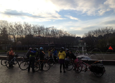 Gathering for the Menstrual Monday ladies ride