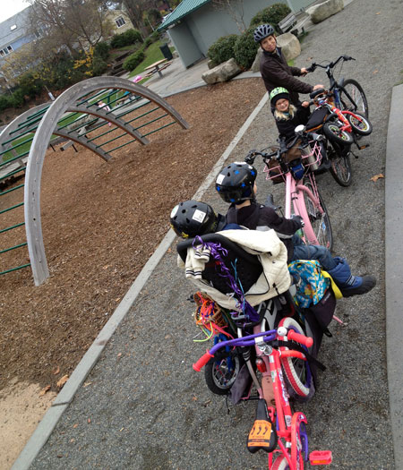 Mini bike train to the park