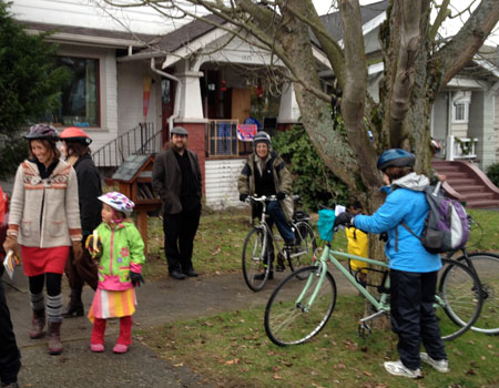 Keeper of the little free library amidst our bikes