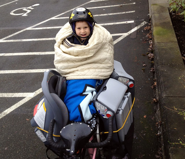 Car seat cargo on the bike