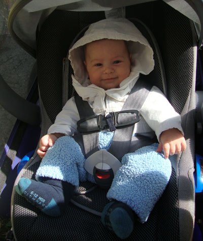 Baby's first bike ride at 10 weeks