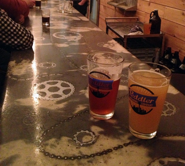 The bar at Peddler Brewing Co