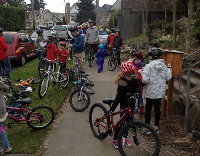 Kidical Mass at a Little Free Library