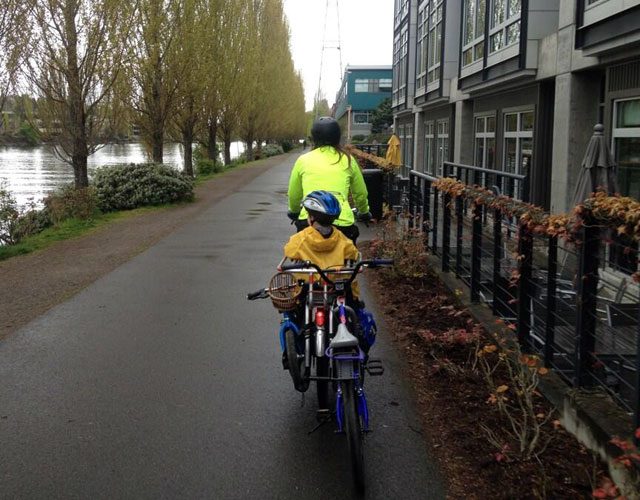 Riding with Julie and extra bikes