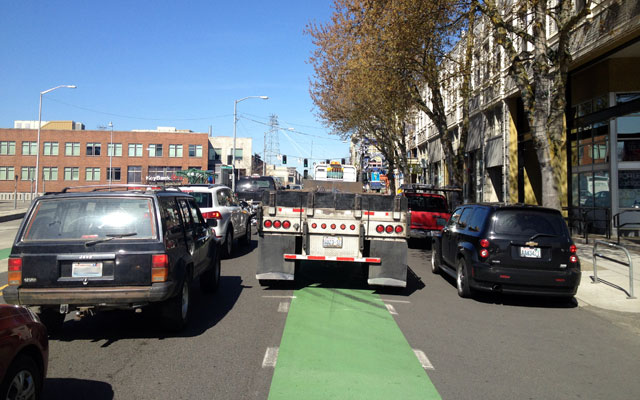 Surprise, surprise: truck in the bike lane