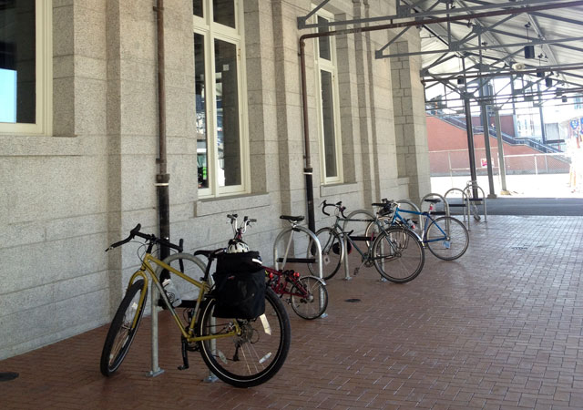 Train station bike racks