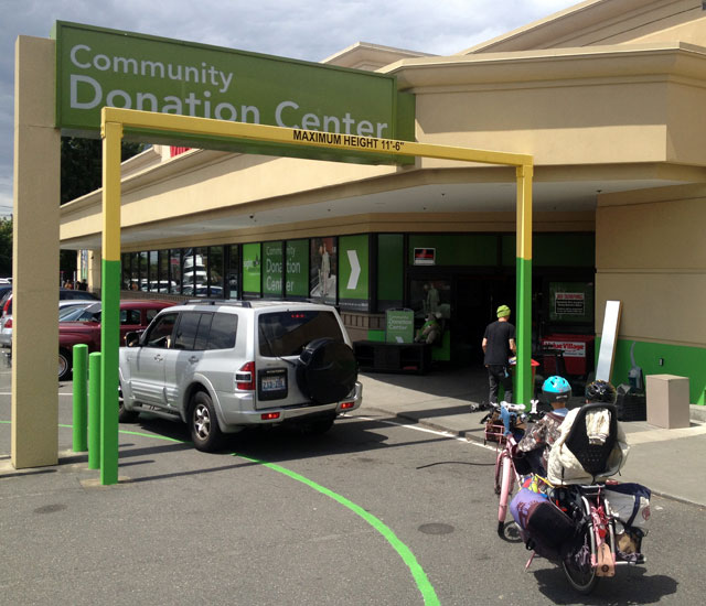 Dropping off donations