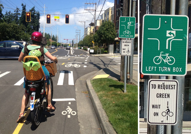 Cycle track signs and light