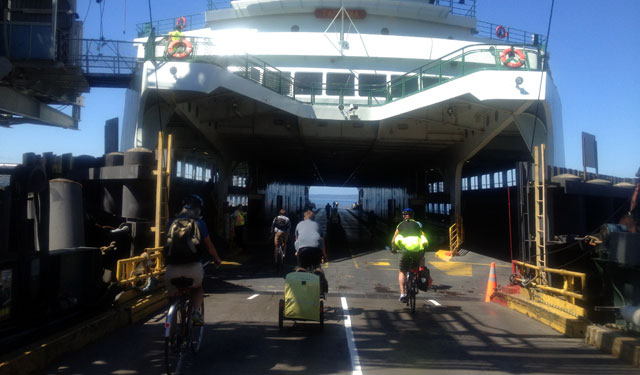 Riding onto the ferry