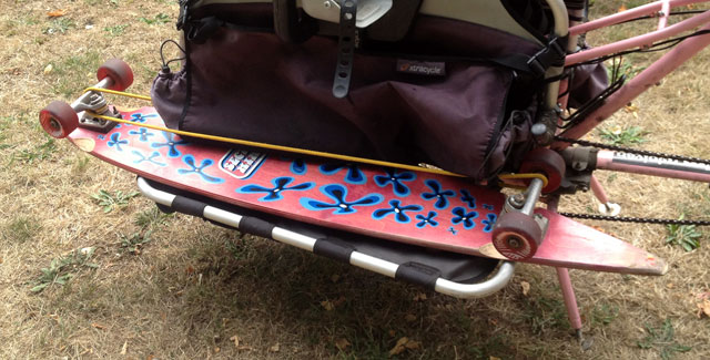 Skateboard on bike