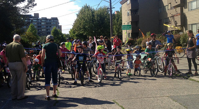 Awaiting the Ballard Greenway ribbon cutting