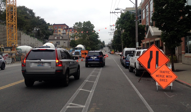 Traffic merge with bikes
