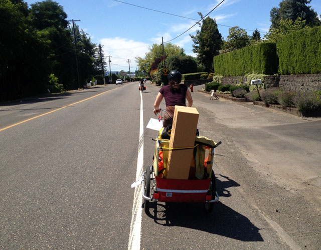 Riding with Joyanna and her trailer