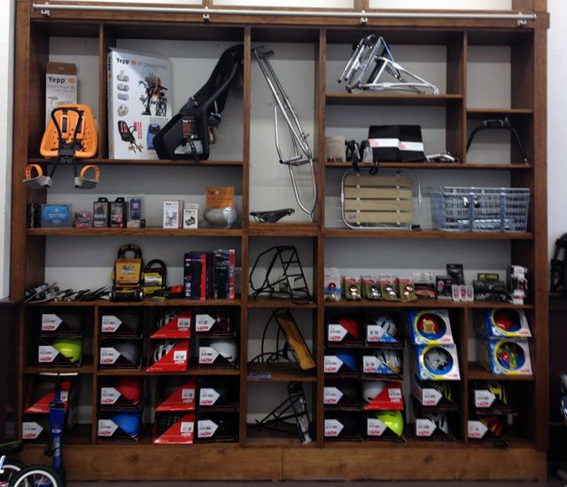 G & O Family Cyclery wall of treasures
