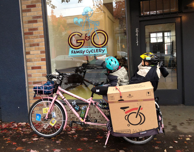 [Empty] Brompton [box] on the bike