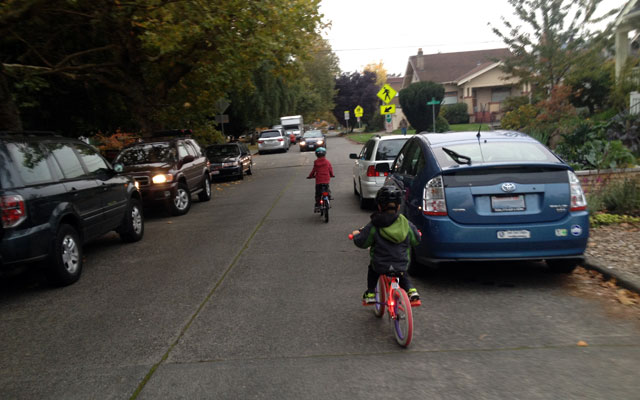 Riding with the kids, separately