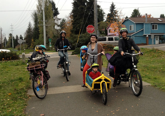 Bike parade on the Interurban Trail