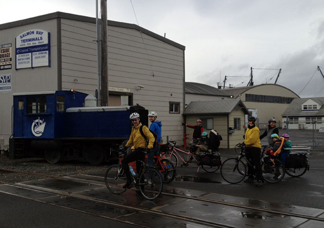 Blue engine on the Ship Canal Trail