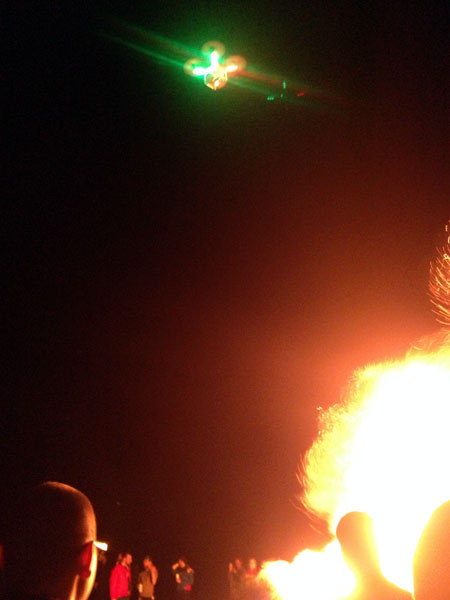 One of two drones at the bonfire