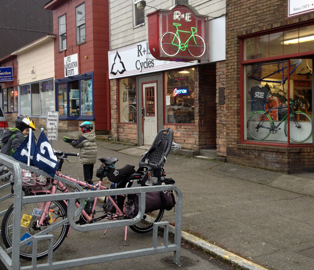 My bike with flags, Seahawks Rodriguez in background