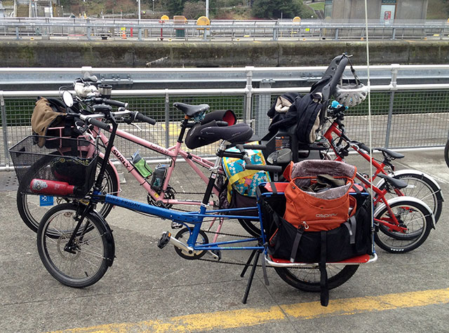 Bike Friday Haul-a-Day in front of my Big Dummy