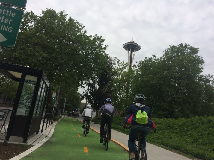 5th Avenue North protected bike lanes to Seattle Center