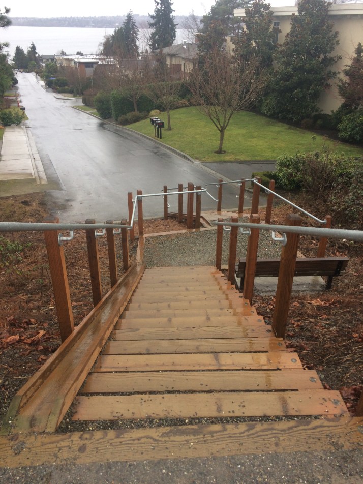 Stairs with runnel to the Cross Kirkland Corridor